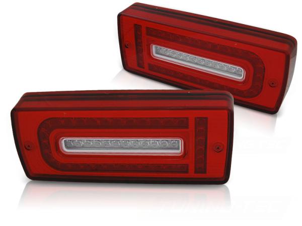 LED Lightbar Rückleuchten für Mercedes G-Klasse W463 Bj. 89 -12 Rot/Chrom